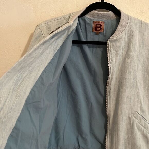 Vintage Bensimon Collection Fully Lined Light Blue Denim Bomber Jacket size L - Picture 6 of 8